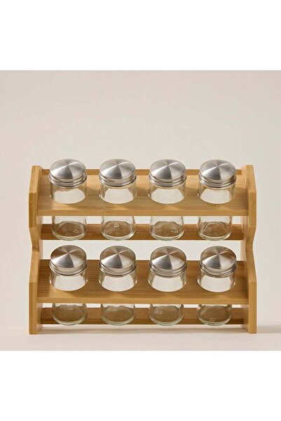 Generic ALBERTO 8Pcs Bamboo Jars Rack