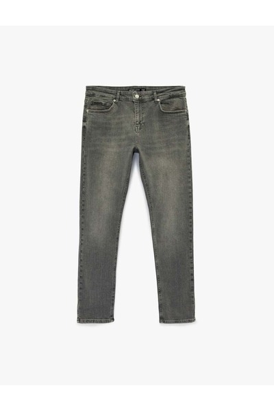 Koton Pamuklu Slim Fit Gri Erkek Jean Pantolon 6SAM40056ND