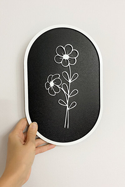 Kuzeylina White Round Framed 2 Layer Daisy Figured Mdf Wall Painting