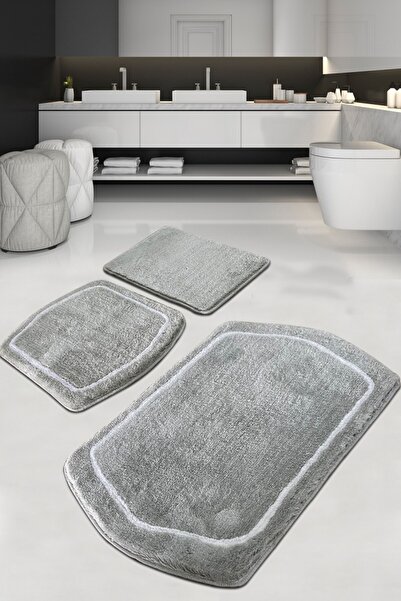 Lenjerii Deosebite Set 3 covorase baie acril, Alessia Home, Genom Grey