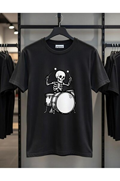 playwear PLAY WEAR Unisex Μπλουζάκι με στάμπα Drum Skeleton με λαιμόκοψη Crew...
