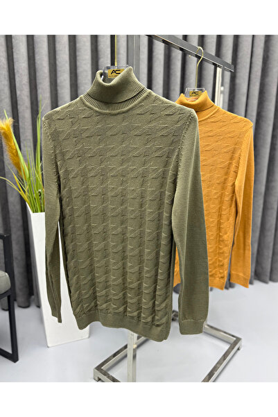 Avni Ceylan Men's Premium High-Neck Textured Knit Sweater