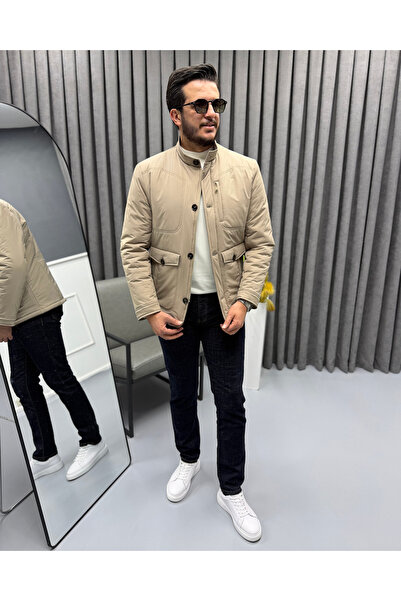 Avni Ceylan Men's Slim Fit Hakim Collar Premium Casual Coat