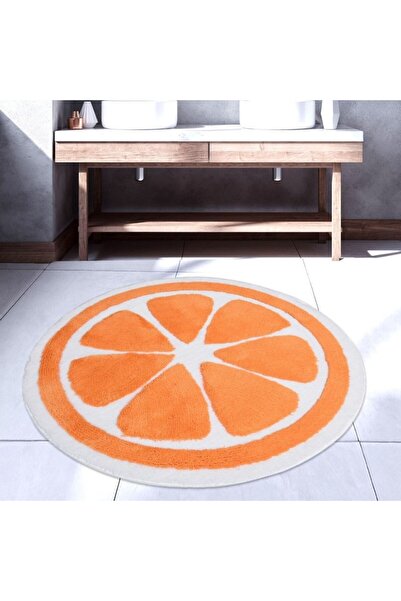 Lenjerii Deosebite Covoras baie acril, rotund 90cm, Alessia Home, Portocala