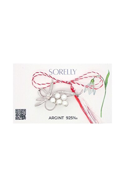 Bijuteria SORELLY Broșă din argint 925 cu floare și perle