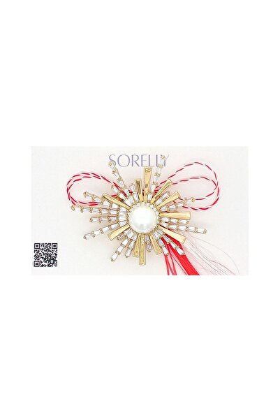 Bijuteria SORELLY Broșă placată cu aur de 14k cu perlă