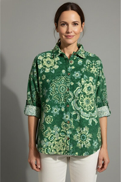 YusGos Women's Single Pocket 4/3 Sleeve Ethnic Patterned Thick Lumberjack Jac...