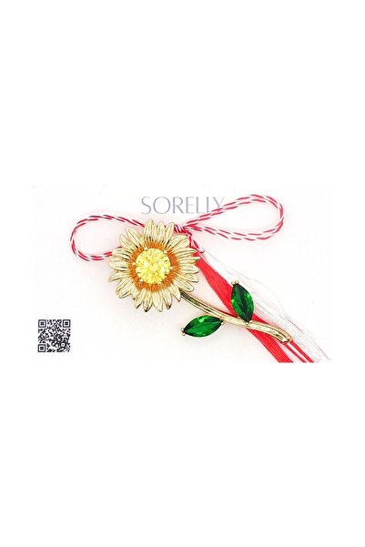 Bijuteria SORELLY Broșă floarea-soarelui placată cu aur de 14k