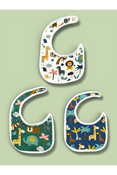 runbaby 3 Pcs Polar Fleece Liquid Resistant Two-Stage Snap-On Baby Food Bibs ...