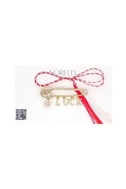 Bijuteria SORELLY Broșă placată cu aur de 14k cu clips LUCK