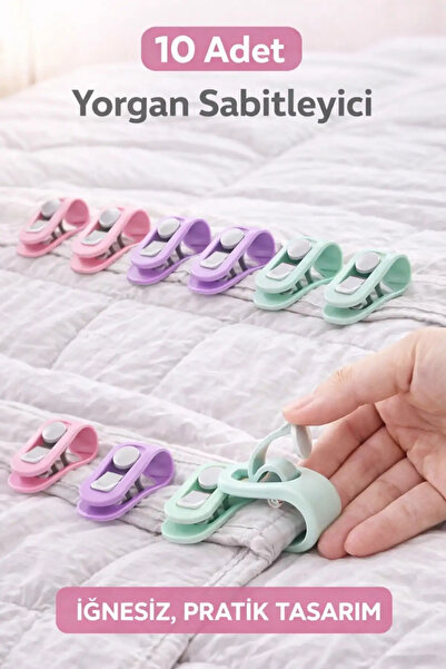 Berdina Home 10 Adet Yorgan Nevresim Sabitleme Çarşaf Perde Tül Sabitleyici T...