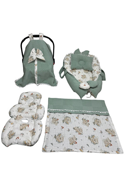 Happy Baby Dikiş Atölyesi 5 Parça Müslin Waffle Babynest Seti Taşınabilir Beb...