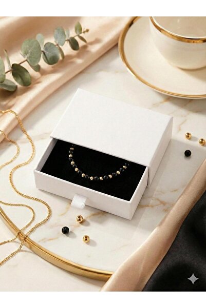 Handmade Luxury Adjustable Bracelet with Black Gold Balls