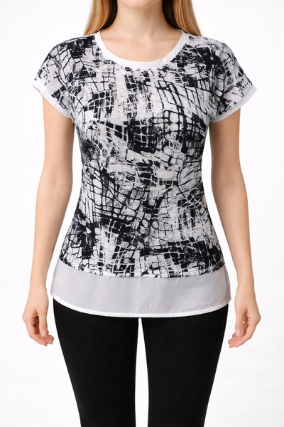 Neden Tekstil Chiffon Detailed Garnished T-Shirt