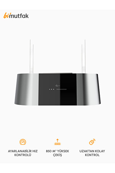 GL GENERAL Rituel 850m3 Çekiş Güçlü 90cm Ada Davlumbaz