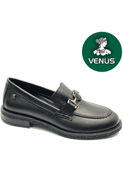 Venüs Turdus Genuine Leather Orthopedic Women's Casual Ballerina Shoes Black
