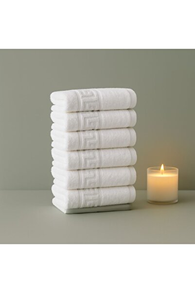 Lenjerii Deosebite Σετ 6 λευκών πετσετών μπάνιου, 100% βαμβάκι, 70x130 εκ., Π...