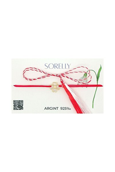 Bijuteria SORELLY Brățară din argint 925 placată cu aur de 14k cu șnur de trifoi