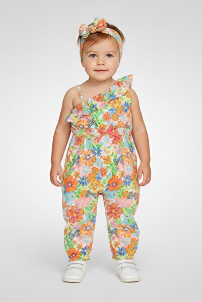 Baby Starters Toddlers Girl 2 Pieces Floral Print Rompers With Headband Set, ...