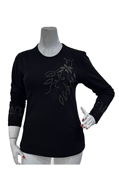 Gündoğan Stone Embellished Long Sleeve Luxury Clover Knitwear Mother Blouse