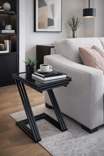 AVİBO HOME Aura Üçlü Zigon Sehpa Takımı Koltuk Sehpası Metal 3lü Yan Sehpa Fü...