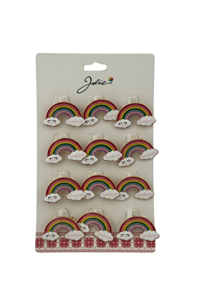 OEM Set de 12 broșe Mărțișor pentru copii, Model Curcubeu, cu Mesaj Zâmbet, M...