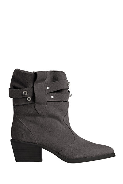 ToH Shoes Leea Dark Grey Suede Boots With Silver Studs
