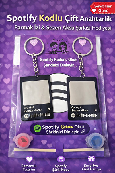 İKONİXPET Spotify Kodlu Çift Anahtarlık – Sevgililere Özel Romantik Hediye