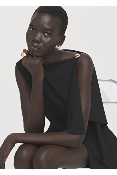 MANGO Woman Kısa asimetrik kollu elbise