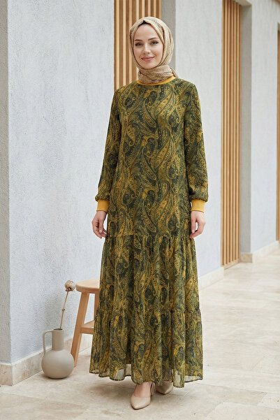 Kirazgym Women's Ethnic Pattern Layered Skirt with Lining Chiffon Hijab Dress...