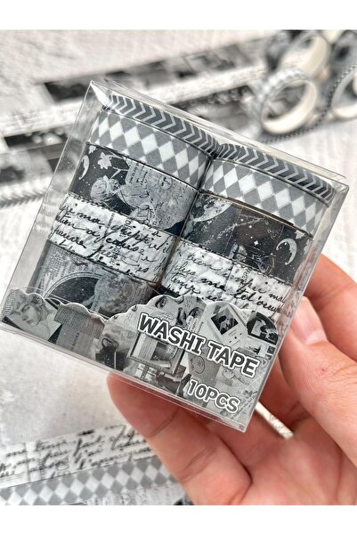 SF SCRAPBOOK KIRTASİYE Desenli Bant Washi tape Scrapbook Dark Uzay Temalı 10'...
