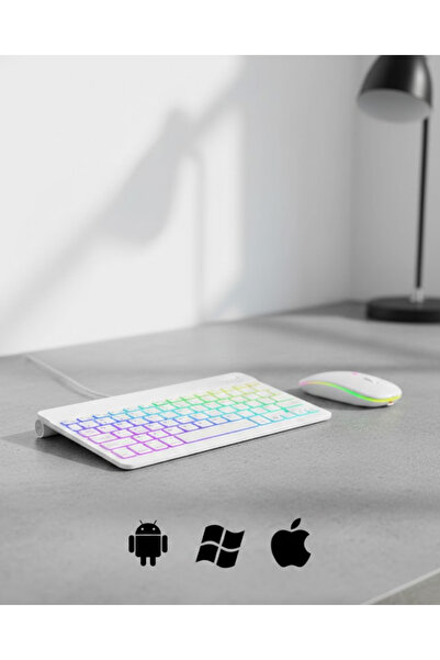 calperia Türkçe Q Aydınlatmalı Klavye Mouse Seti Kablosuz Bluetooth Destekli ...
