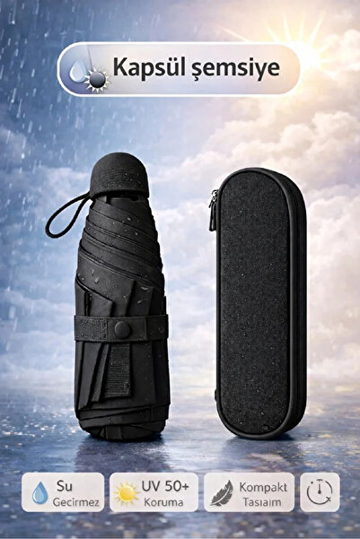 Rosemor Şemsiye Kapsül Otomatik Aç Kapa Rüzgara Dayanıklı Taşıma Kılıflı Mini...