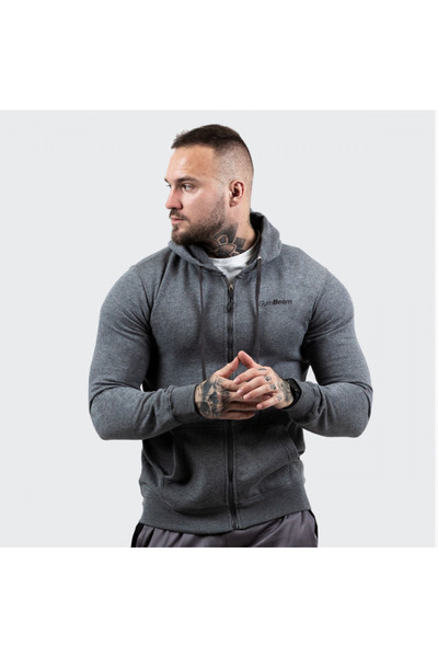 GymBeam Hanorac cu fermoar pentru bărbați, gri și negru