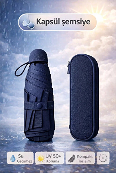 Rosemor Şemsiye Kapsül Otomatik Aç Kapa Rüzgara Dayanıklı Taşıma Kılıflı Mini...