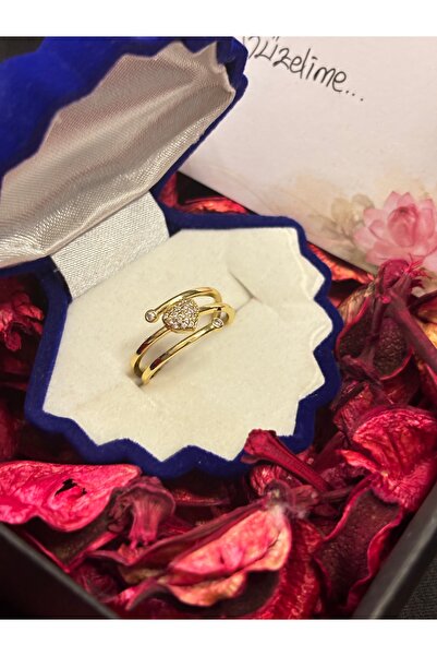 lotusbybuket خاتم على شكل قلب من الفولاذ المقاوم للصدأ مرصع بحجر الزركون في ع...