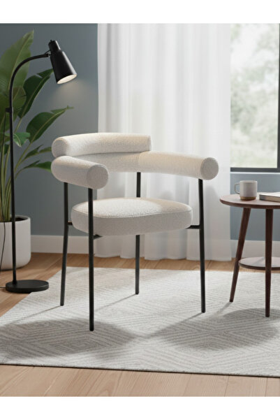 Bec4 Modern bouclé chair with a curved design