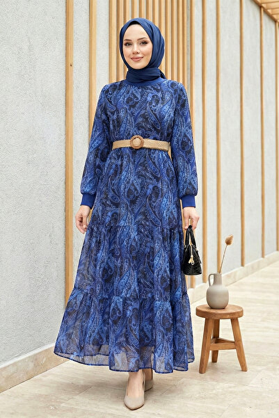 Kirazgym Women's Ethnic Pattern Layered Skirt with Lining and Chiffon Hijab D...