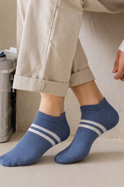 Katia&Bony Men's Striped Basic Step Socks Blue