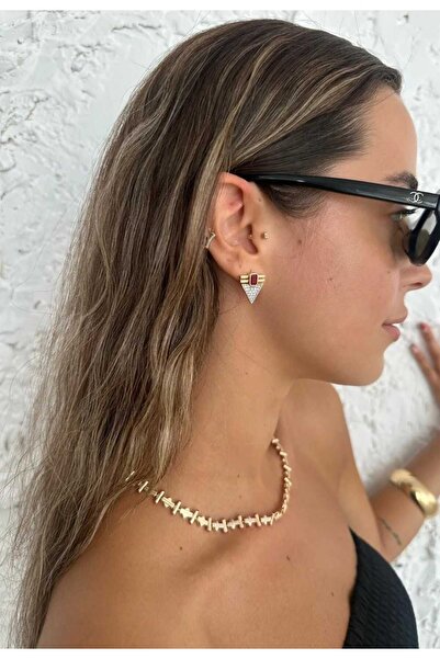 Bubbleatelier Çelik Fuşya Taş Bla Küpe