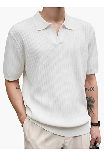 EAS GİYİM Polo Collar Ribbed Knit Sweater