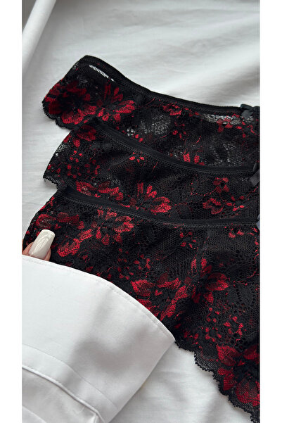 YOYYO 3-Pack Floral Patterned Thong with Floral Lace Detail