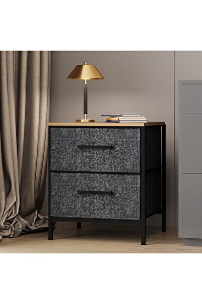 AyrStore 2 Çekmeceli Çok Amaçlı Dolap Komodin Sehpa Füme 1587