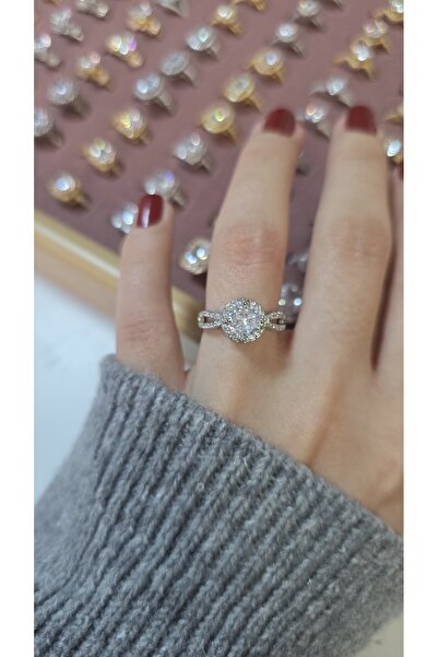 ARTEMİSİA Premium Design Sparkling Women's Double Color Ring Adjustable Witho...