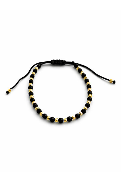 FELICELY 925 Silver Bracelet Onyx Dual Gold