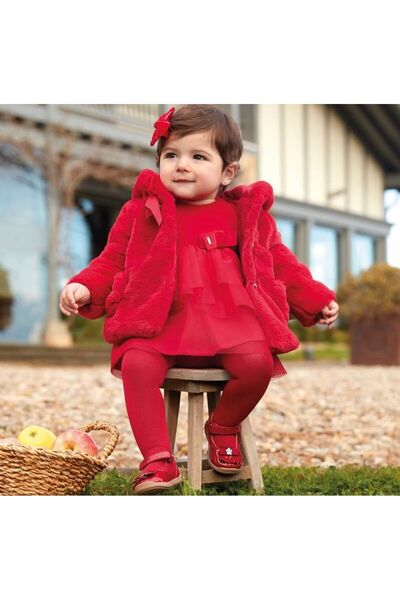 MAYORAL Kız Bebek Kadife Tüllü Özel Gün Elbisesi