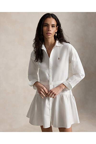 Ralph Lauren Black Label Pamuklu Oxford Kumaşından Panelli Gömlek Elbise