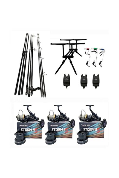 Cool Angel Fishing Set, Cool Amgel, 3 Rods, 3.90m, 3 Segments + 3 Reels Storm...
