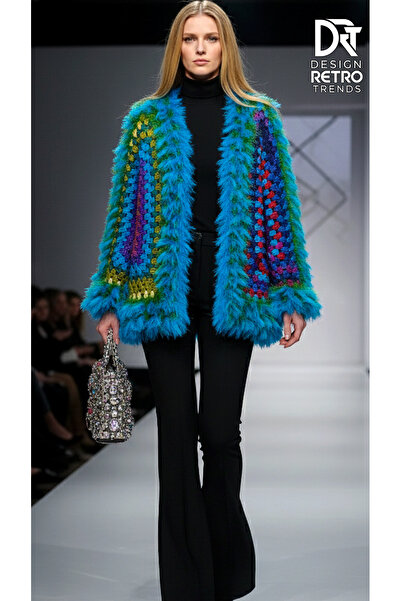 drt tasarım Fur Detailed Showy Modern Design Cardigan