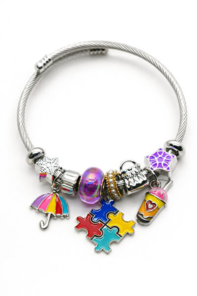 MakeWell سوار ساحر من الفولاذ المقاوم للصدأ على شكل قلب حصان البحر ونجمة الهل...